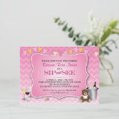 Roze Ombre Chevron Baby Sip en Zie Kaart (Staand voorkant)