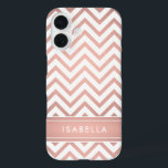 Roze Ombre Chevron Patroon Eenvoudig Modern Monogr iPhone 16 Hoesje<br><div class="desc">Bescherm uw mobiele telefoon in stijl met dit chique moderne Samsung Galaxy S7-Hoesje. Hoesjes ontwerp is voorzien van een roze rozen gouden folie chevron zig-zag patroon en streep, en jouw naam of andere aangepaste tekst in een eenvoudige witte typografie lettertype. Deze elegante en trendy telefoonhoes maakt een stijlvol cadeau voor...</div>