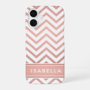 Roze Ombre Chevron Patroon Eenvoudig Modern Monogr iPhone 16 Hoesje
