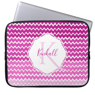 Roze ombre Chevron persoonlijke laptophoes Laptop Sleeve