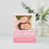 Roze Ombre Damask Save the Date Fotokaarten Aankondigingskaart (Staand voorkant)
