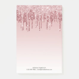 Roze ombré Dripping Glitter Monogram Post-it Note