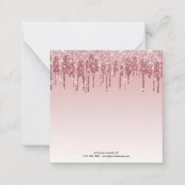 Roze Ombré Driving Glitter Monogram Notitiekaartje