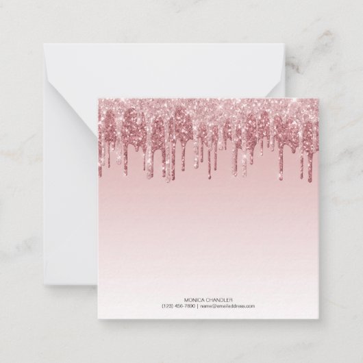 Roze Ombré Driving Glitter Monogram Notitiekaartje (Voorkant)