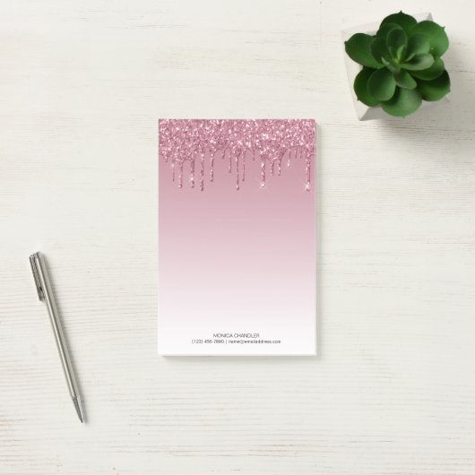 Roze Ombré Driving Glitter Monogram Post-it® Notes (Kantoor)