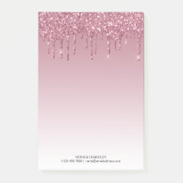 Roze Ombré Driving Glitter Monogram Post-it® Notes