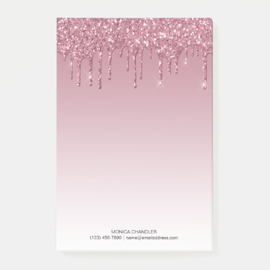 Roze Ombré Driving Glitter Monogram Post-it® Notes (Voorkant)