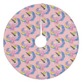 Roze Ombre Eenhoorn Regenboog Haar Fleece Kerstboom Rok (Voorkant)