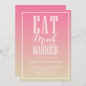 Roze Ombre Eet, Drink en wees getrouwd Bruiloft Kaart (Voorkant / Achterkant)