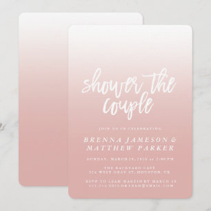 Roze ombre Elegant Couples Shower Party Invitation Kaart
