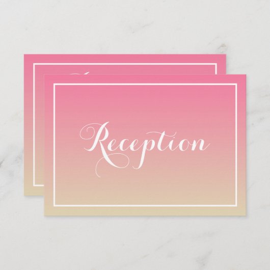 Roze Ombre Elegant Script Reception Kaart (Voorkant / Achterkant)