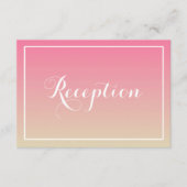 Roze Ombre Elegant Script Reception Kaart (Voorkant)