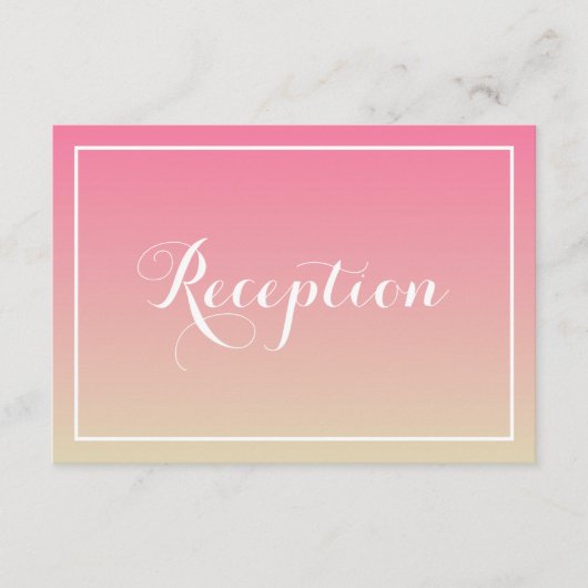 Roze Ombre Elegant Script Reception Kaart (Voorkant)