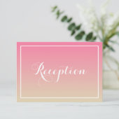 Roze Ombre Elegant Script Reception Kaart (Staand voorkant)