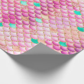 Roze ombre-Folie en gouden glitter-Zeemeerminnen Cadeaupapier (Hoek)