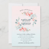 Roze Ombre Franse tuin bloemenkrans bruiloft Kaart (Voorkant)