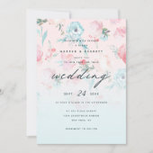 Roze Ombre Franse Tuin Shabby Bloemen Bruiloft Kaart (Voorkant)