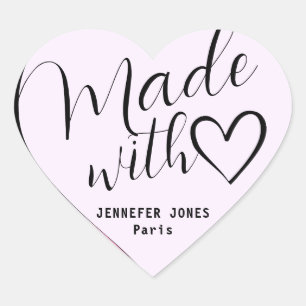 Roze Ombre Gemaakt met Liefde Kalligrafie Letterin Hart Sticker