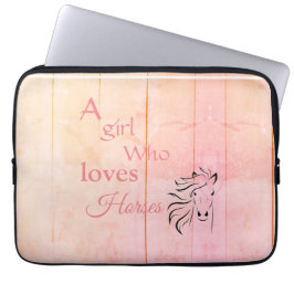 Roze ombré Girl die van het paardenschaakmeisje ho Laptop Sleeve
