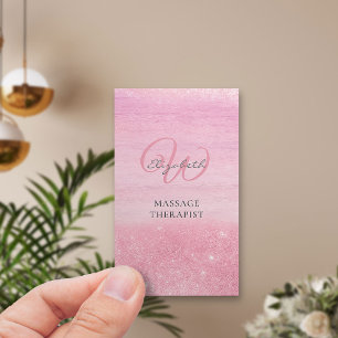 Roze Ombre Glans Massage Therapeut Verticaal Visitekaartje