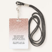 Roze Ombre Glitter 21e Partij VIP Pass Lanyard Badge (Achterkant met draagriem)