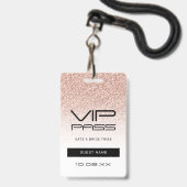 Roze Ombre Glitter Bachelorette VIP Pass Lanyard Badge (Front with Lanyard)