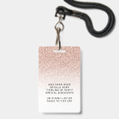 Roze Ombre Glitter Bachelorette VIP Pass Lanyard Badge (Back with Lanyard)