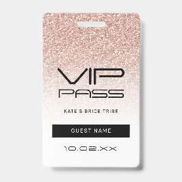 Roze Ombre Glitter Bachelorette VIP Pass Lanyard Badge