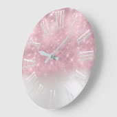 Roze ombre Glitter effect White Spark Girly Gift Grote Klok (Hoek)
