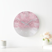 Roze ombre Glitter effect White Spark Girly Gift Grote Klok (Huis)