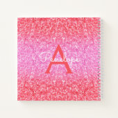 Roze Ombre Glitter en Monogram Schetsboek Notitieboek (Achterkant)