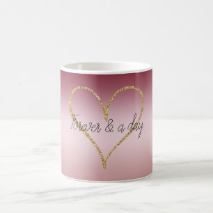 Roze Ombre Glitter Goud Love Forever Koffiemok