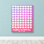 Roze ombre Glitter Handtekening Fingerprint Guestb Canvas Afdruk (Insitu (Houten vloer))