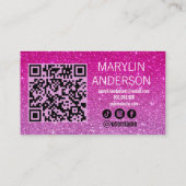 Roze Ombre Glitter Lash Technician Scan QR-code Visitekaartje (Achterkant)