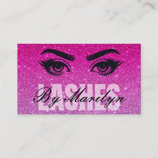 Roze Ombre Glitter Lash Technician Scan QR-code Visitekaartje (Voorkant)