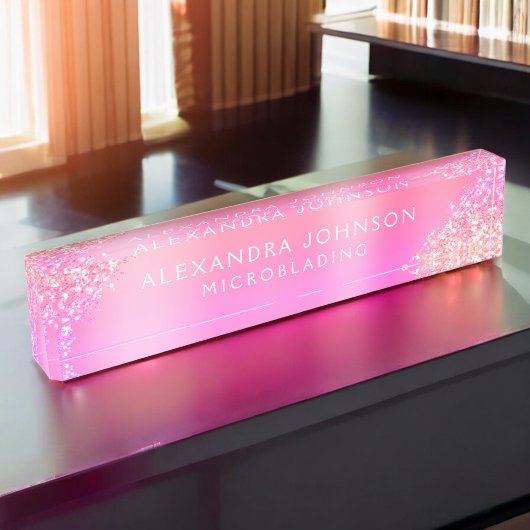 Roze ombre Glitter Sparkle Microblading Brows Naambordje