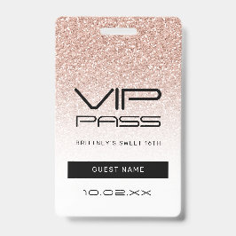 Roze Ombre Glitter Sweet 16e VIP Pas Lintje Badge