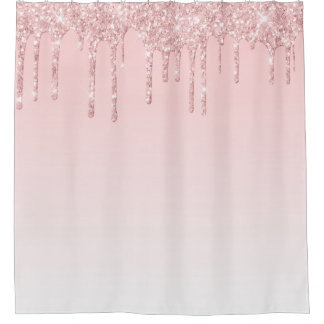 Roze Ombre. Glitter uitdrogen. Douchegordijn