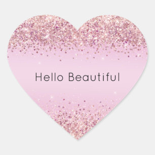 Roze Ombre Glitzy Glitter Sparkle Hart Sticker