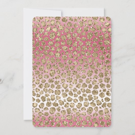 Roze ombre Gold Glitter Glitz Leopard Print    Kaart (Achterkant)
