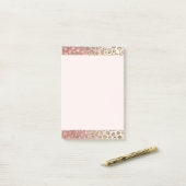Roze ombre Gold Glitter Glitz Leopard Print Post-it® Notes (Op bureau)