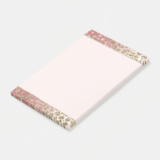 Roze ombre Gold Glitter Glitz Leopard Print Post-it® Notes (Schuin)