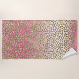 Roze ombre Gold Glitter Glitz Leopard Print Strandlaken