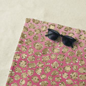 Roze ombre Gold Glitter Glitz Leopard Print Strandlaken (In situ)