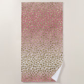 Roze ombre Gold Glitter Glitz Leopard Print Strandlaken (Voorkant)