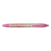 Roze ombre Gold Glitter Glitz Leopard Print      Zwarte Inkt Pen (Achterkant)