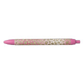 Roze ombre Gold Glitter Glitz Leopard Print      Zwarte Inkt Pen (Voorkant)