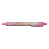 Roze ombre Gold Glitter Glitz Leopard Print      Zwarte Inkt Pen (Bodem)
