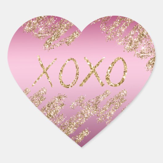 Roze ombre Gold Glitter Heart Hart Sticker (Voorkant)