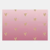 Roze ombre Gold Glitter Heart Inpakpapier Vel (Voorkant)